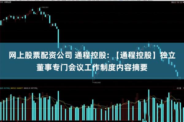 网上股票配资公司 通程控股: 【通程控股】独立董事专门会议工作制度内容摘要